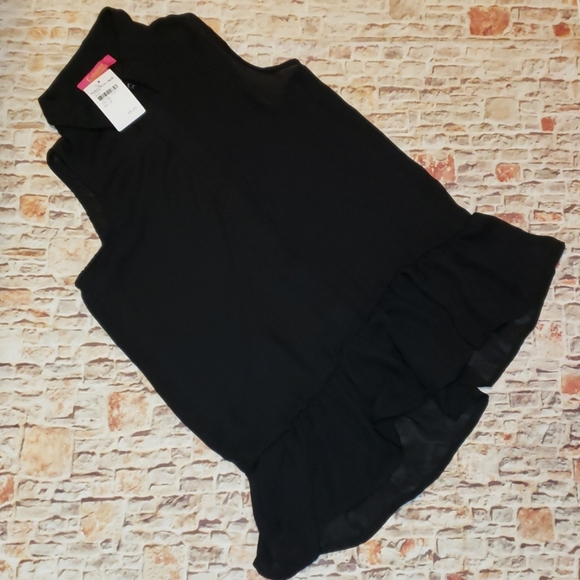 Catherine Malandrino Tops - Black Ruffle Sleeveless Shirt XS NWT